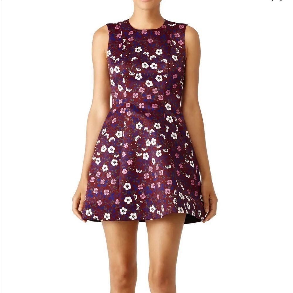 Cynthia Rowley Burgundy Printed Duchess Dress